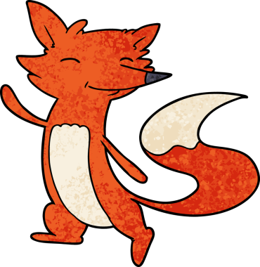 Bir insan tarafından çizilmiş mutlu tilki çizgi filmi.