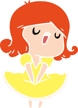 Bir insan tarafından çizilmiş güzel bir kawai kızının çizgi film çizimi.