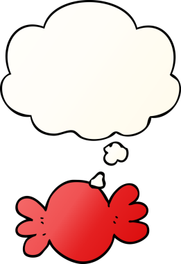 Düşünce baloncuğu ile sarılı çizgi film, bir insan tarafından çizilmiş yumuşak gradyan tarzda.