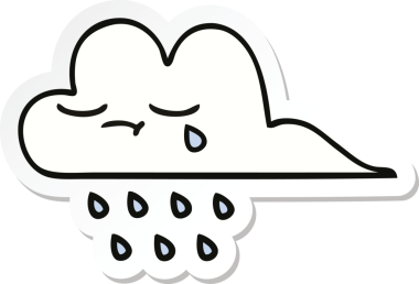 Bir insan tarafından çizilmiş şirin bir yağmur bulutunun çıkartması.