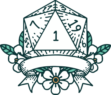 Retro Dövme Biçimi Doğal Bir d20 zar bir insan tarafından çizildi