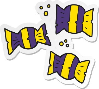 Bir insan tarafından çizilmiş cadılar bayramı şekerinin çıkartması.