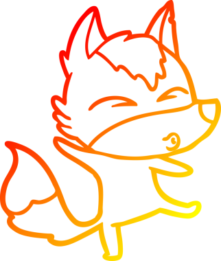 Bir insan tarafından çizilmiş bir kurt çizgi filminin sıcak çizgi çizimi