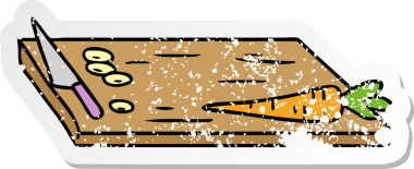 Bir insan tarafından çizilmiş sebze doğrama tahtası.