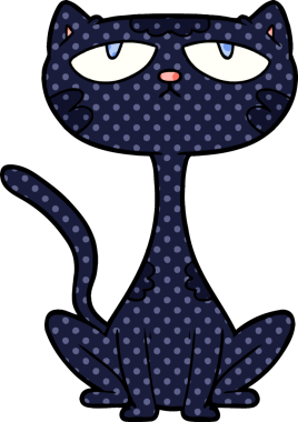 bir insan tarafından çizilmiş kara kedi çizgi filmi