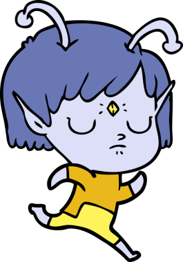 Bir insan tarafından çizilmiş uzaylı kız.