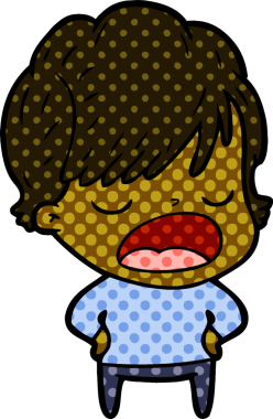 Bir insan tarafından çizilmiş bir karikatür kadın konuşuyor.