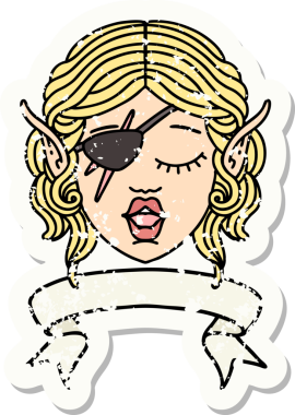 Retro Dövme Tarzı Elf düzenbaz karakter yüzü Bir insan tarafından çizilmiş pankartıyla