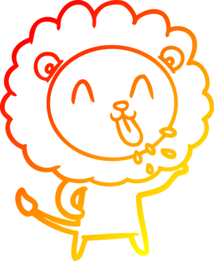 Bir insan tarafından çizilmiş mutlu çizgi film aslanının sıcak çizgi çizimi