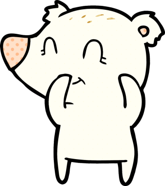 Bir insan tarafından çizilmiş kıkırdayan kutup ayısı çizgi filmi.