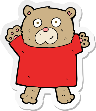 Bir insan tarafından çizilmiş şirin bir oyuncak ayının çıkartması.