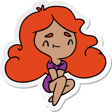 Bir insan tarafından çizilmiş sevimli bir kawai kızının çizilmiş bir karikatür çizimi.