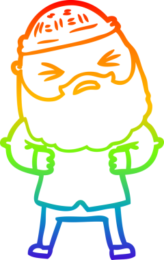 Bir insan tarafından çizilmiş sakallı bir karikatür çizimi.