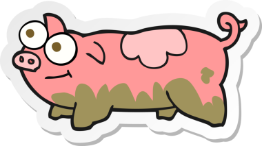 Bir insan tarafından çizilmiş bir domuzun çıkartması.