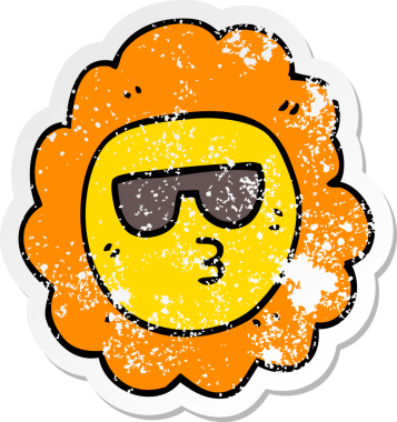 Bir insan tarafından çizilmiş karikatür ayçiçeğinin sıkıntılı çıkartması