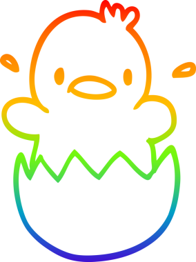 Gökkuşağı gradyan çizgi çizimi Bir insan tarafından çizilmiş bebek ördek