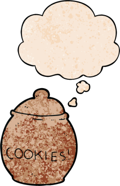 bir insan tarafından çizilmiş grunge desenli düşünce baloncuklu karikatür kavanozu.