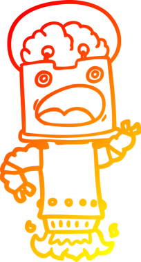 Bir insan tarafından çizilen çizgi film robotunun sıcak çizgi çizimi