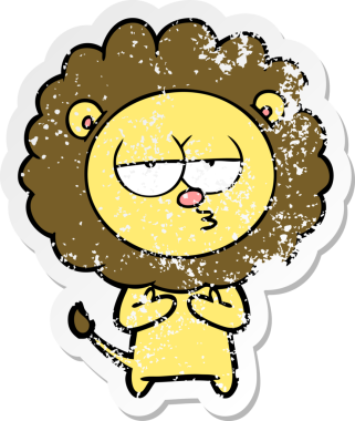 Bir insan tarafından çizilmiş yorgun bir aslanın sıkıntılı çıkartması.