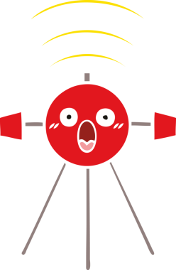 Bir insan tarafından çizilmiş düz renkli bir uydu karikatürü