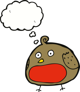 Bir insan tarafından çizilmiş düşünce balonlu çizgi robin.