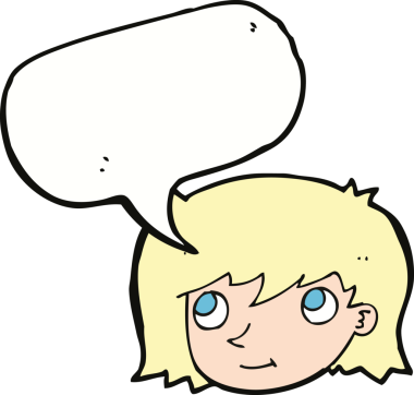 Bir insan tarafından çizilmiş konuşma baloncuğu olan bir kadın yüzü.