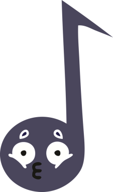 Bir insan tarafından çizilmiş bir notanın düz renkli retro karikatürü