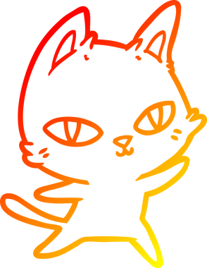 Bir insan tarafından çizilmiş çizgi film kedisinin sıcak çizgi çizimi