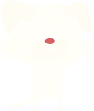 Bir insan tarafından çizilmiş düz renkli çizgi film köpeği.