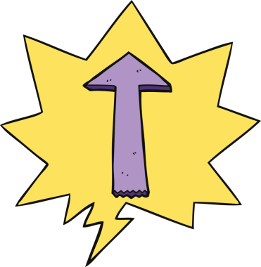 bir insan tarafından çizilmiş konuşma balonlu bir ok.