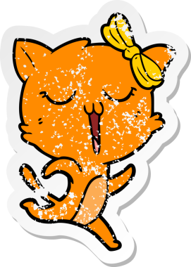 Bir insan tarafından çizilmiş karikatür bir kedinin sıkıntılı çıkartması.