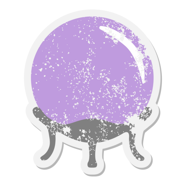 Bir insan tarafından çizilmiş kristal küre grunge etiketi