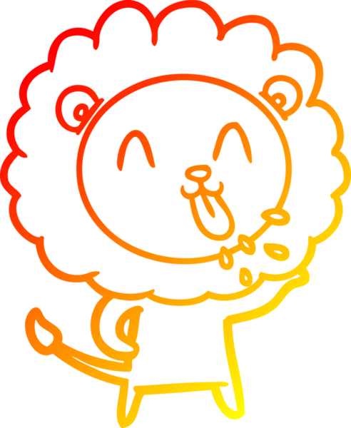 Bir insan tarafından çizilmiş mutlu çizgi film aslanının sıcak çizgi çizimi