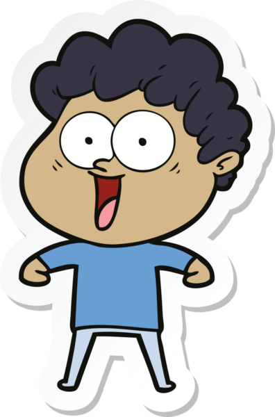 Bir insan tarafından çizilmiş mutlu bir adamın çıkartması.