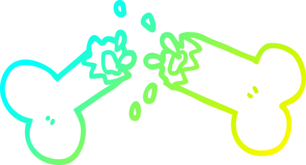 Bir insan tarafından çizilmiş kırık bir kemiğin soğuk gradyan çizimi.