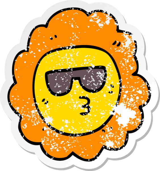 Bir insan tarafından çizilmiş karikatür ayçiçeğinin sıkıntılı çıkartması