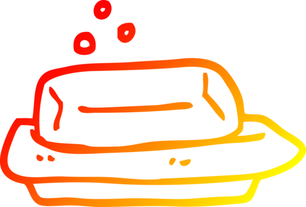 Bir insan tarafından çizilmiş sıcak çizgi çizgi film sabunu ve tabağı.