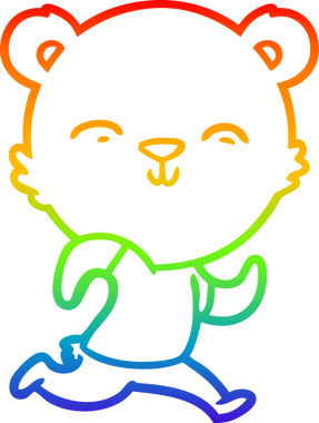 Mutlu bir çizgi film ayısının insan tarafından çizilmiş gökkuşağı gradyanı çizimi