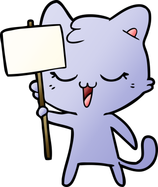 Bir insan tarafından çizilmiş mutlu çizgi film kedisi.