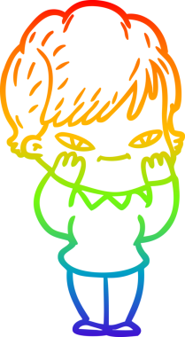 gökkuşağı gradyan çizimi bir insan tarafından çizilmiş mutlu bir kadın çizgi