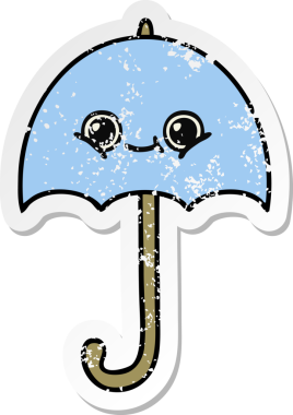 Bir insan tarafından çizilmiş şirin bir şemsiyenin sıkıntılı çıkartması.