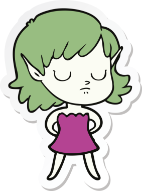 Bir insan tarafından çizilmiş bir elf kızının çıkartması.