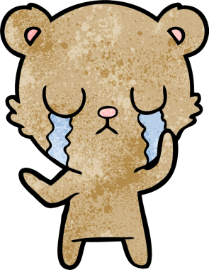 Bir insan tarafından çizilmiş ağlayan çizgi film ayısı.