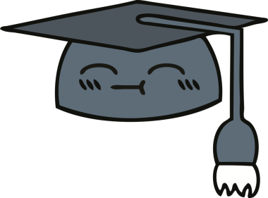 Mezuniyet şapkası bir insan tarafından çizilmiş şirin bir çizgi film.