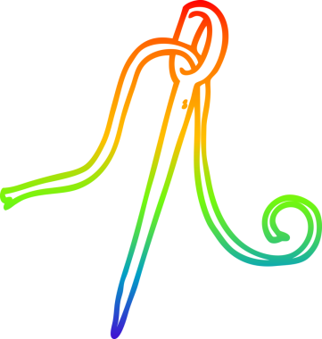 Bir insan tarafından çizilmiş karikatür iğnesinin ve ipliğin çizimi.