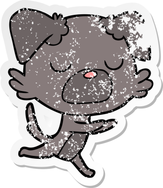 Bir insan tarafından çizilmiş bir karikatür köpeğinin sıkıntılı çıkartması.