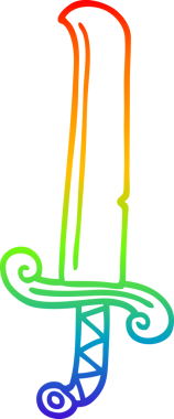 gökkuşağı gradyan çizgi çizimi bir insan tarafından çizilmiş uzun kılıç