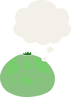 Düşünce baloncuklu çizgi film kabağı insan tarafından çizilmiş.