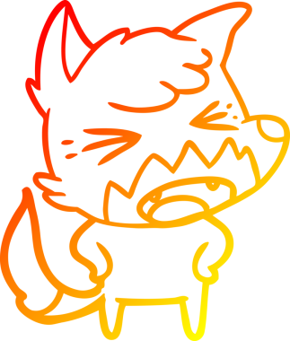 Bir insan tarafından çizilmiş kızgın bir tilkinin sıcak çizgi çizimi