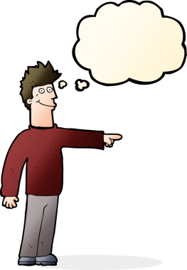 Bir insan tarafından çizilmiş düşünce balonlu mutlu bir adam.